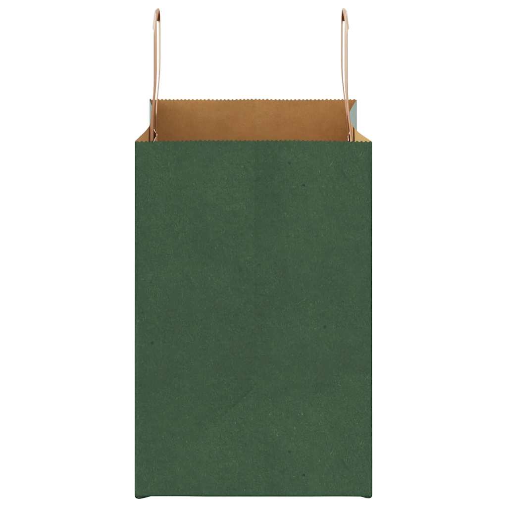 Paper Bags 250 pcs with Handles Green 26x17x25 cm