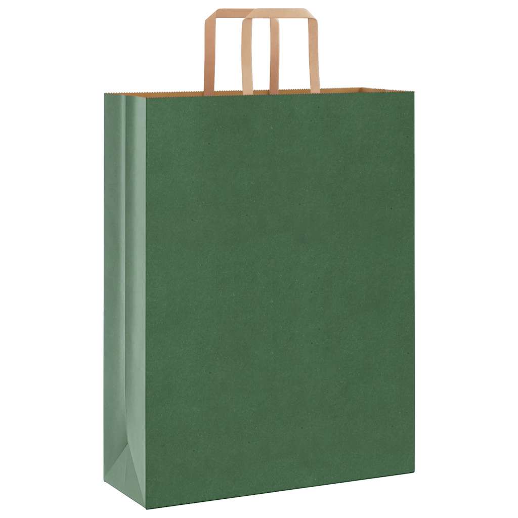 Paper Bags 250 pcs with Handles Green 32x12x42 cm