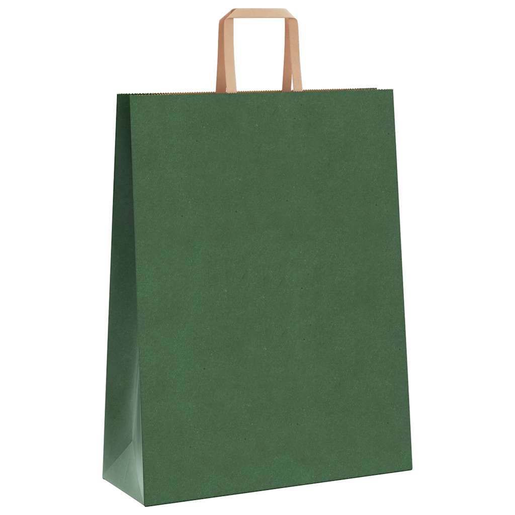 Paper Bags 250 pcs with Handles Green 32x12x42 cm
