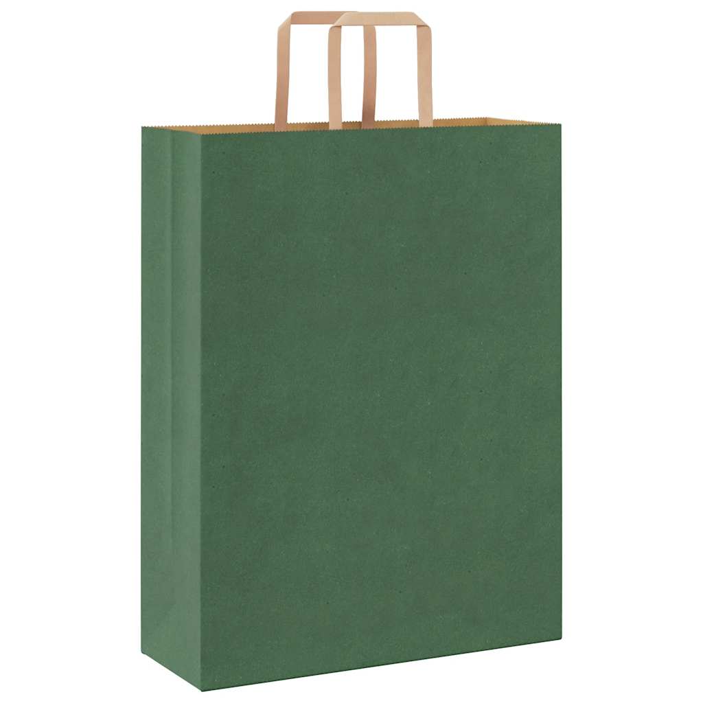 Paper Bags 250 pcs with Handles Green 32x12x42 cm