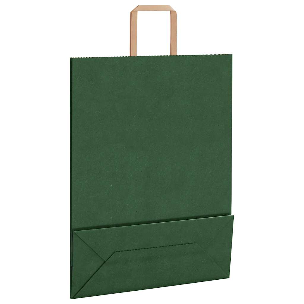 Paper Bags 250 pcs with Handles Green 32x12x42 cm