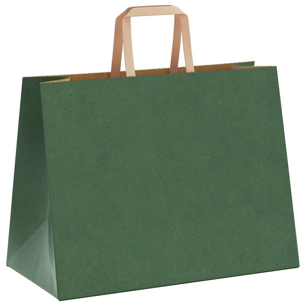 Paper Bags 250 pcs with Handles Green 32x17x25 cm