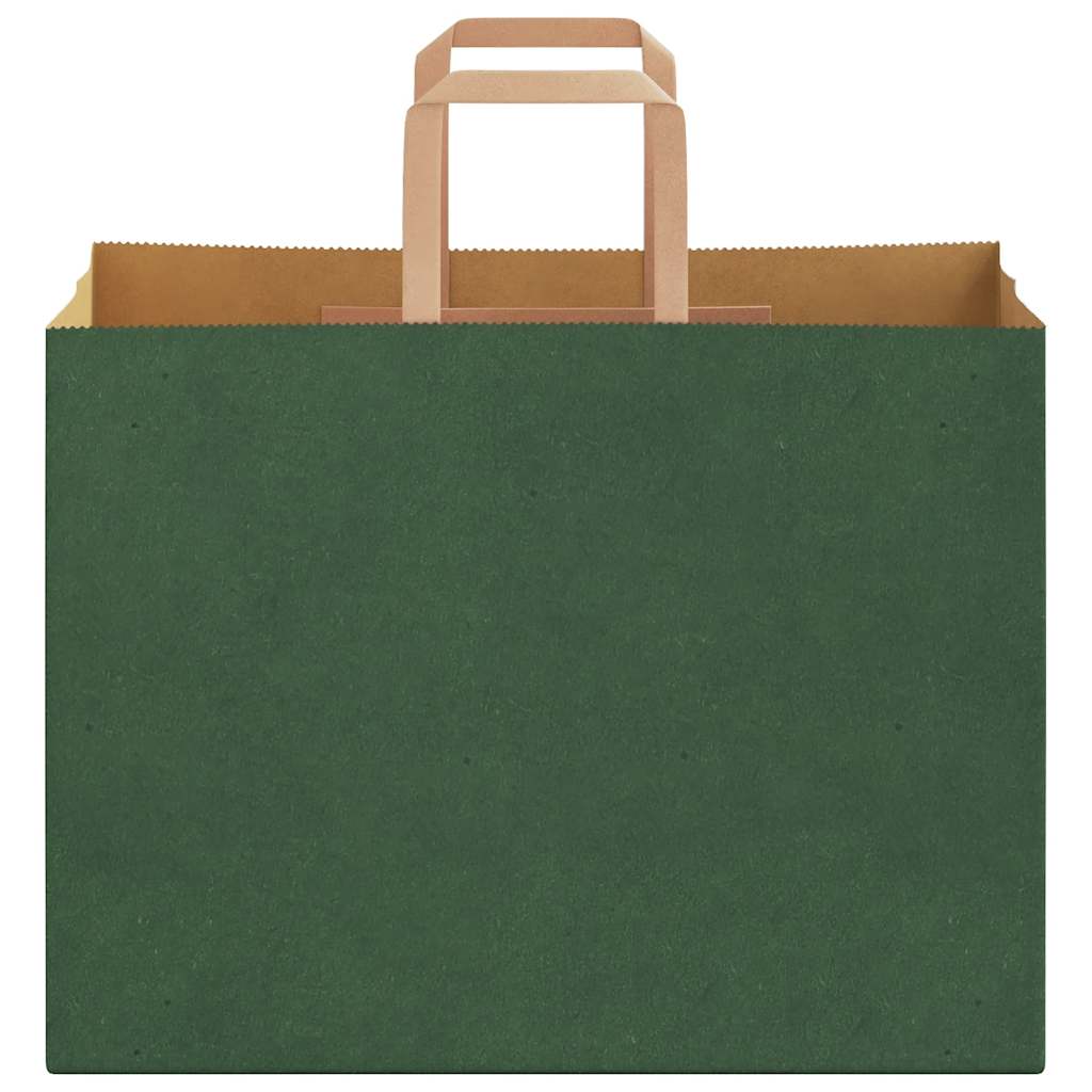 Paper Bags 250 pcs with Handles Green 32x17x25 cm