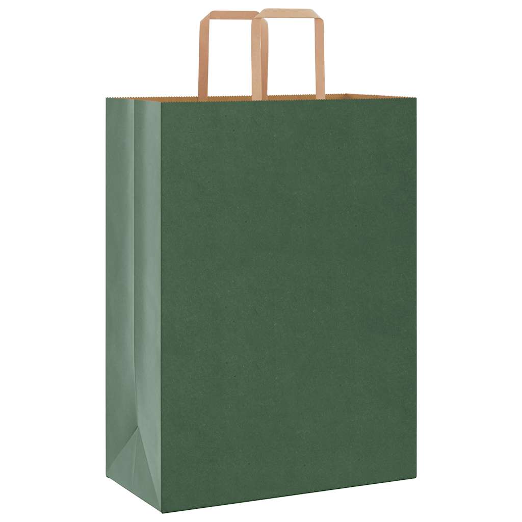 Paper Bags 250 pcs with Handles Green 32x17x44 cm