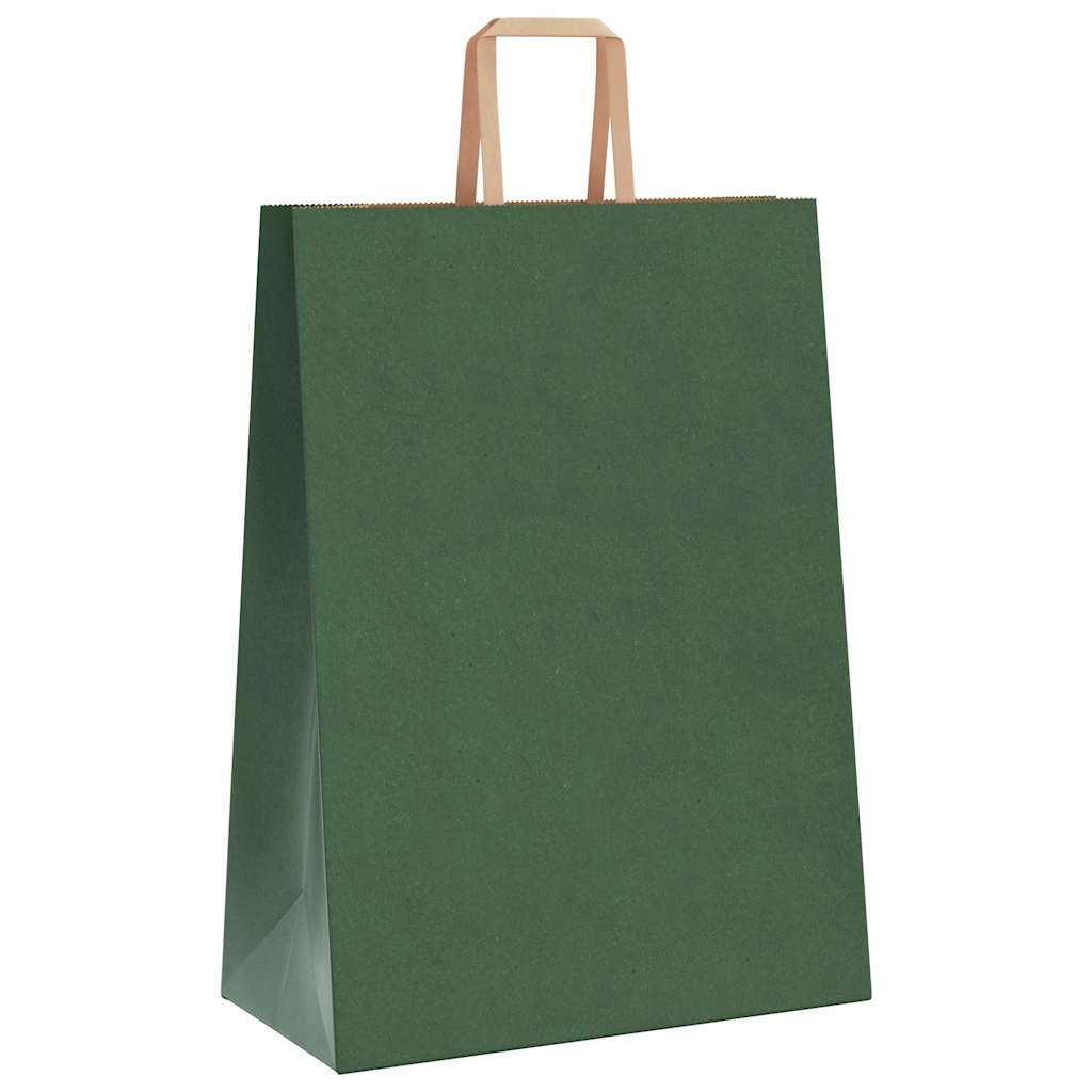 Paper Bags 250 pcs with Handles Green 32x17x44 cm