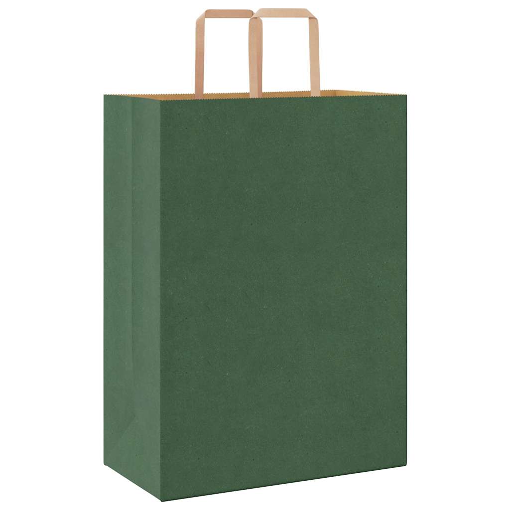 Paper Bags 250 pcs with Handles Green 32x17x44 cm