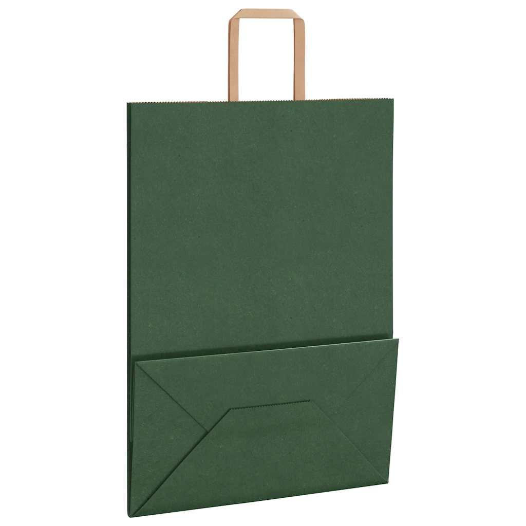 Paper Bags 250 pcs with Handles Green 32x17x44 cm