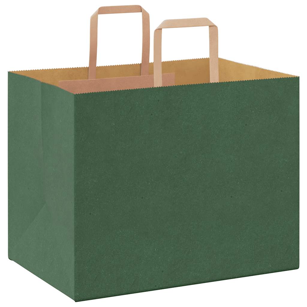 Paper Bags 250 pcs with Handles Green 32x22x24 cm
