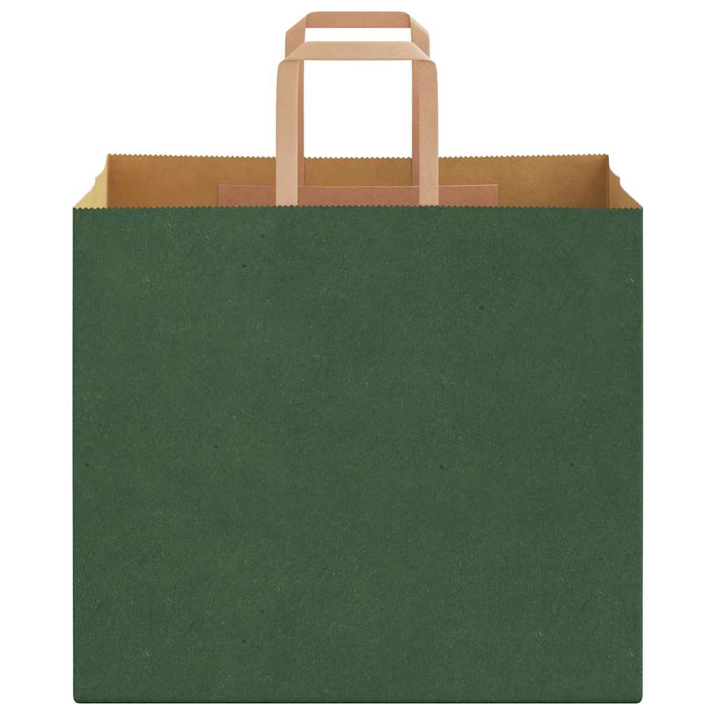 Paper Bags 250 pcs with Handles Green 32x22x28 cm