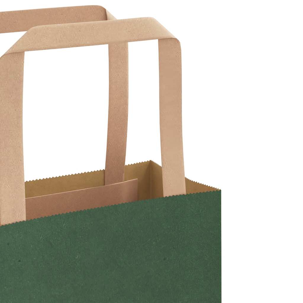 Paper Bags 250 pcs with Handles Green 32x22x28 cm