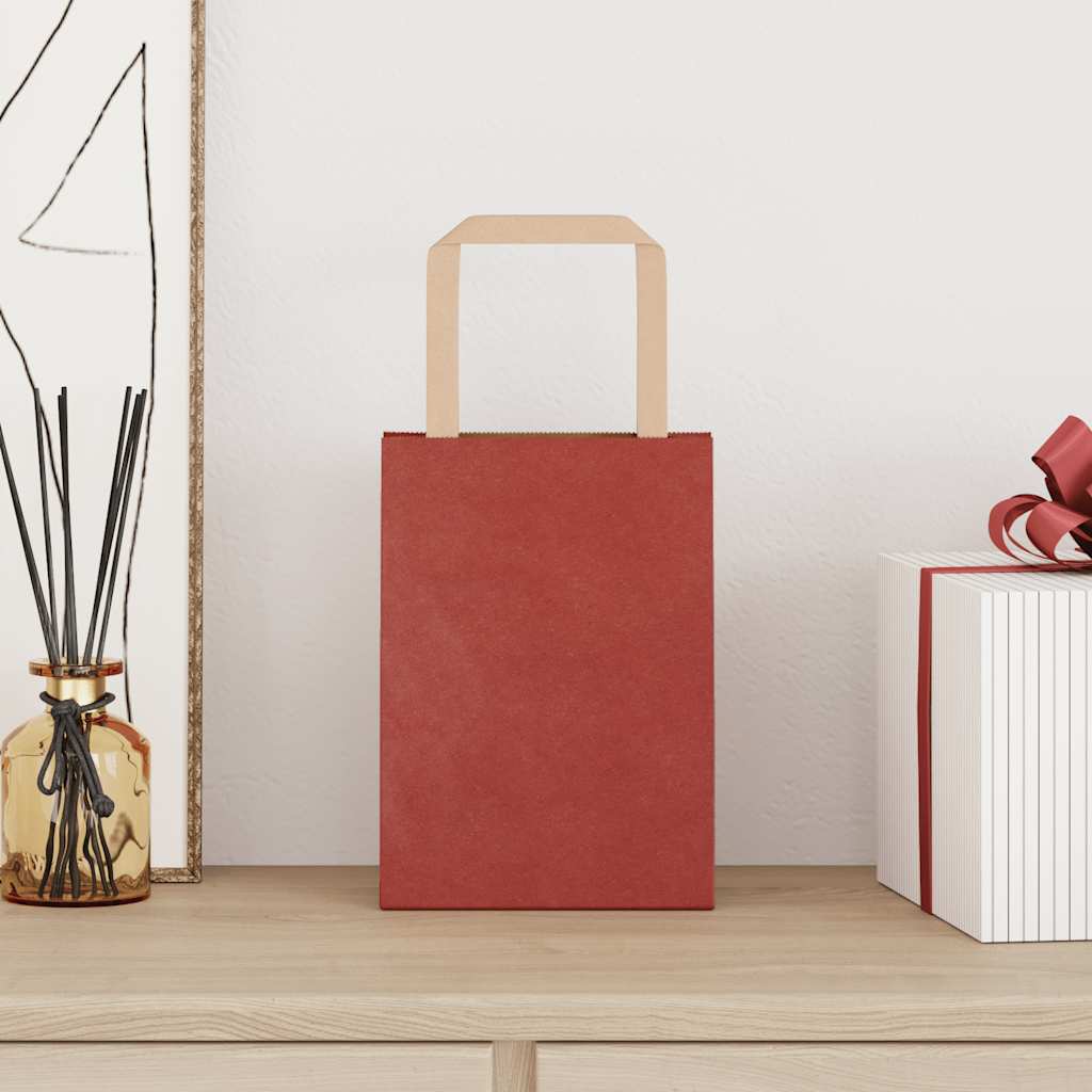 Paper Bags 50 pcs with Handles Red 15x8x21 cm