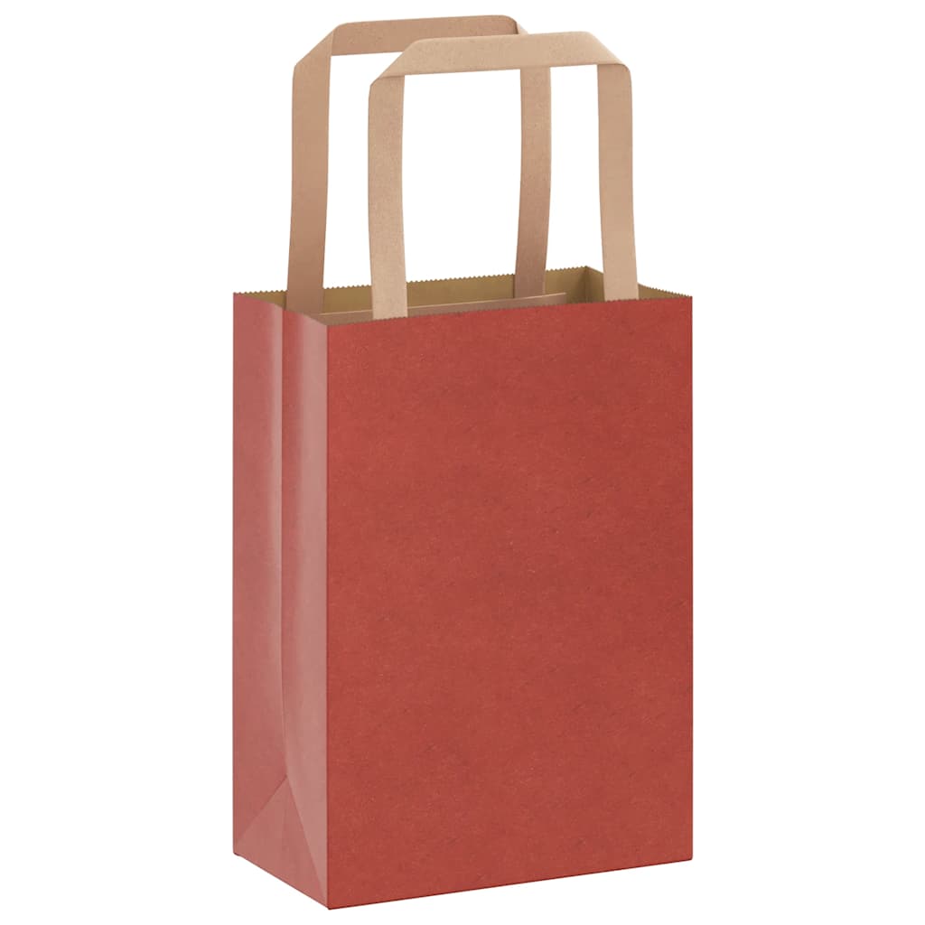Paper Bags 50 pcs with Handles Red 15x8x21 cm
