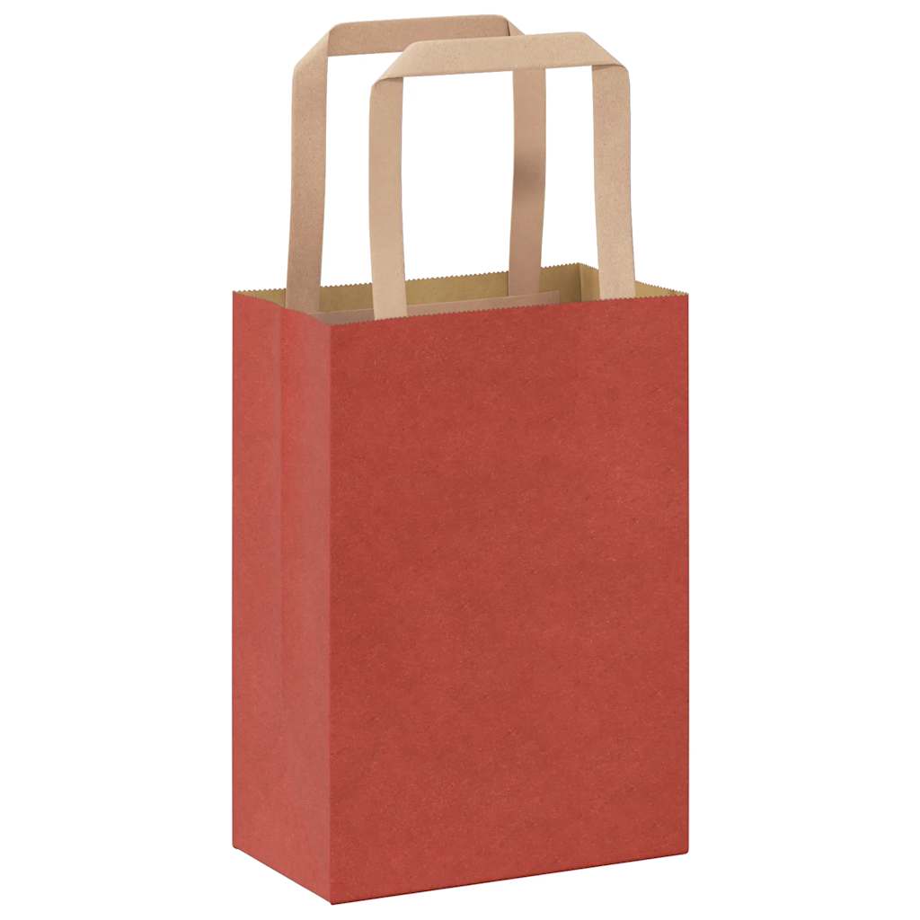 Paper Bags 50 pcs with Handles Red 15x8x21 cm