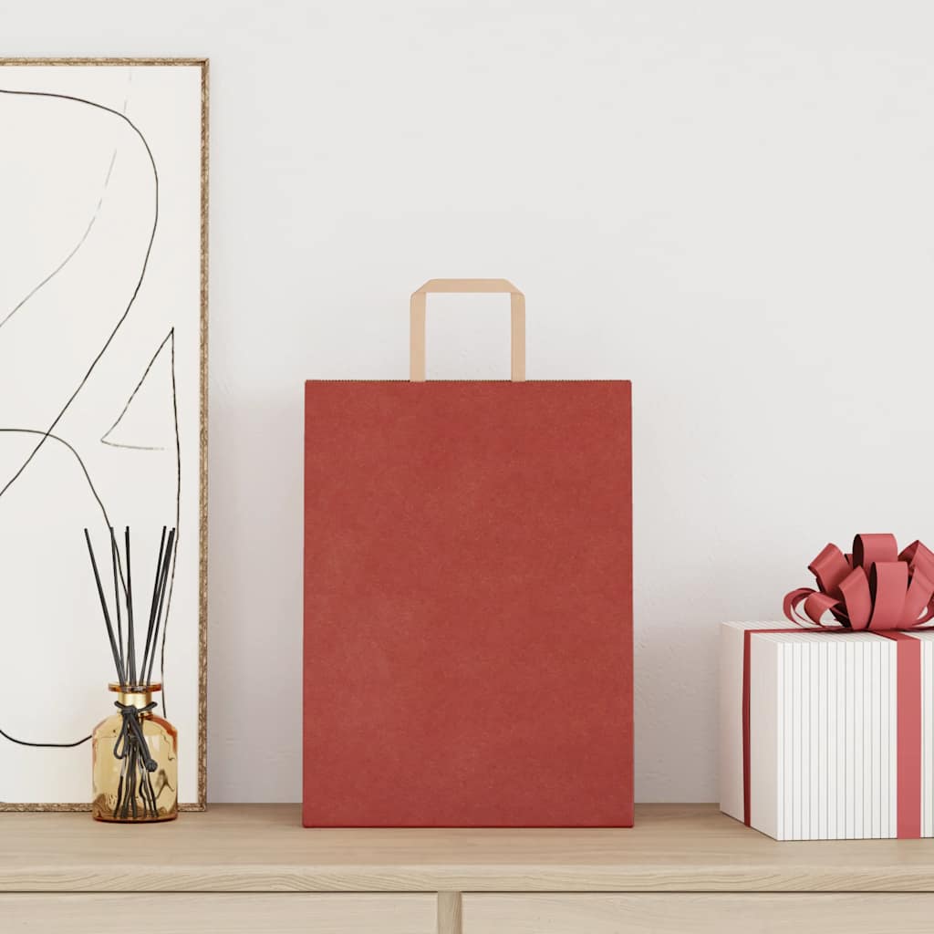 Paper Bags 250 pcs with Handles Red 26x12x35 cm