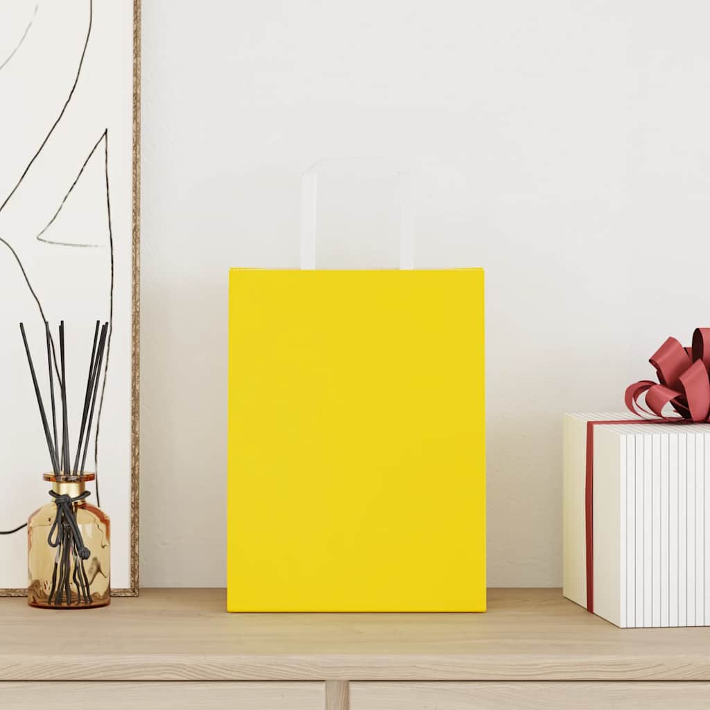 Paper Bags 50 pcs with Handles Yellow 21x11x28 cm