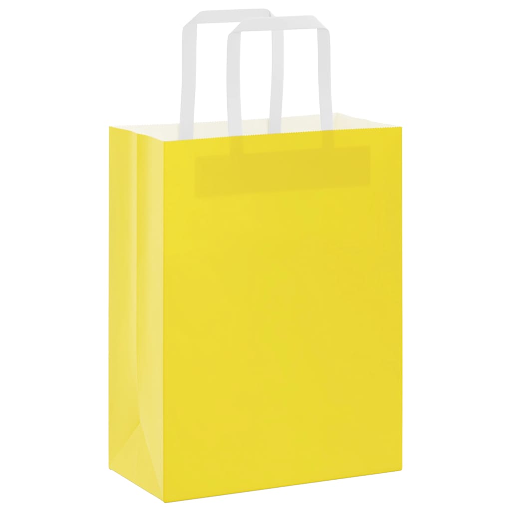 Paper Bags 50 pcs with Handles Yellow 21x11x28 cm