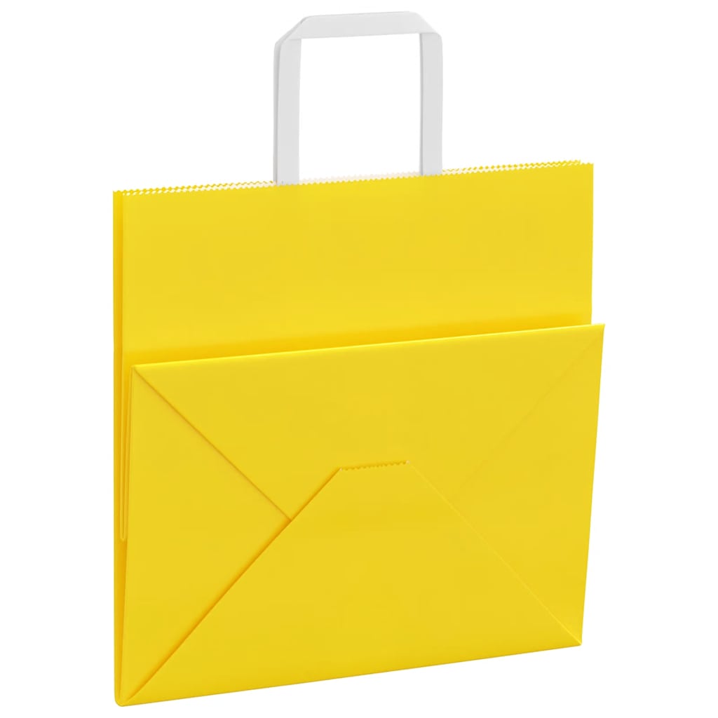 Paper Bags 50 pcs with Handles Yellow 26x17x25 cm