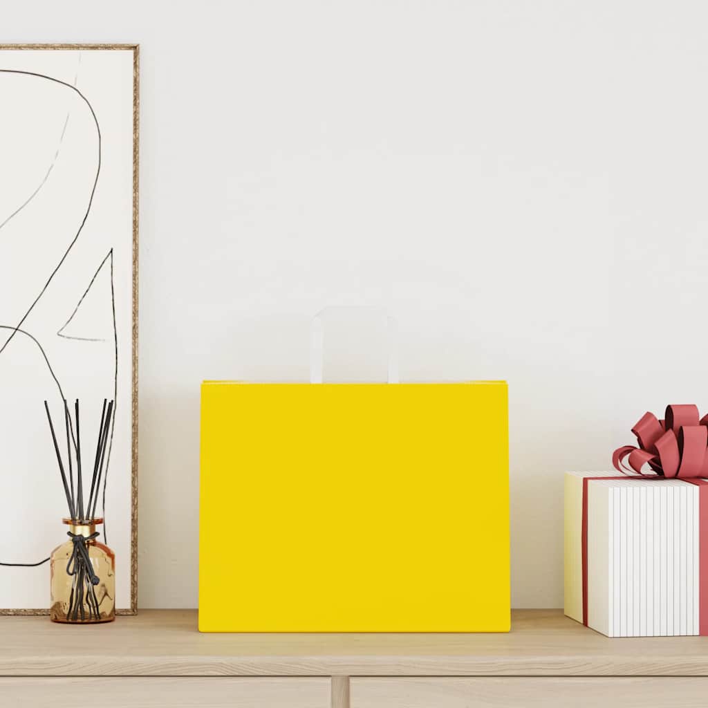 Paper Bags 50 pcs with Handles Yellow 32x22x24 cm