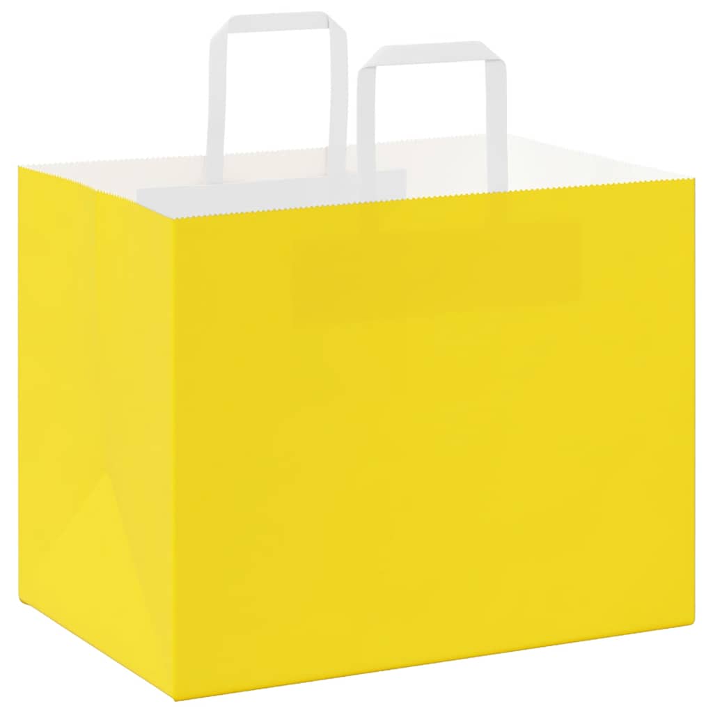 Paper Bags 50 pcs with Handles Yellow 32x22x24 cm