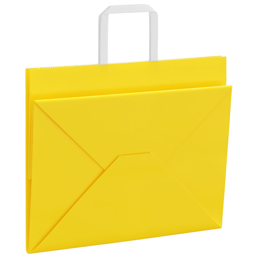 Paper Bags 50 pcs with Handles Yellow 32x22x24 cm