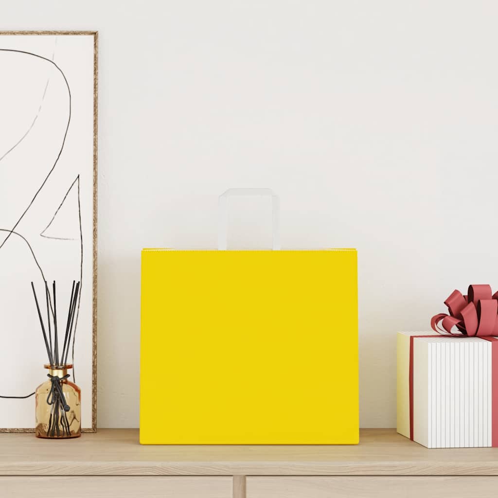 Paper Bags 50 pcs with Handles Yellow 32x22x28 cm