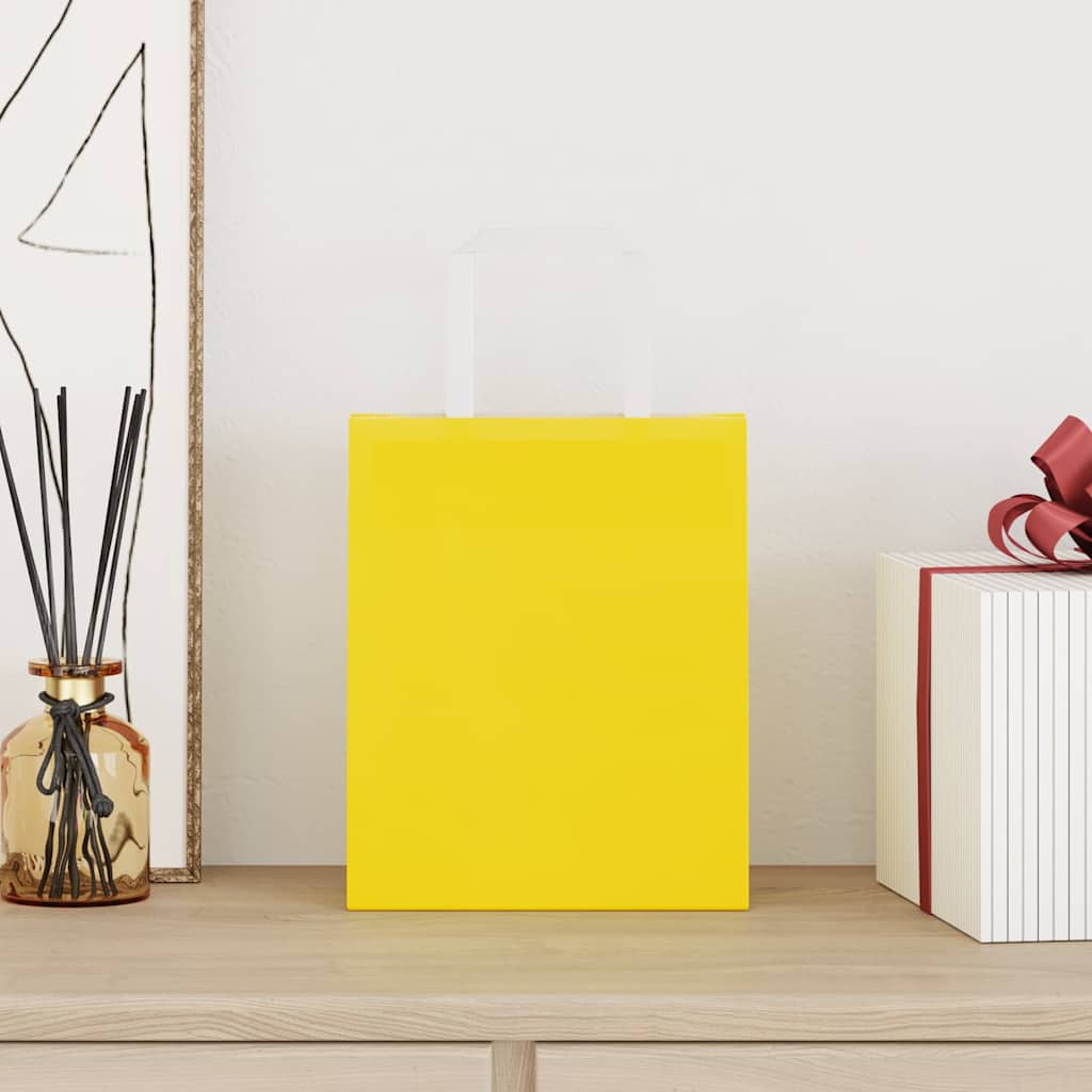 Paper Bags 250 pcs with Handles Yellow 18x8x22 cm