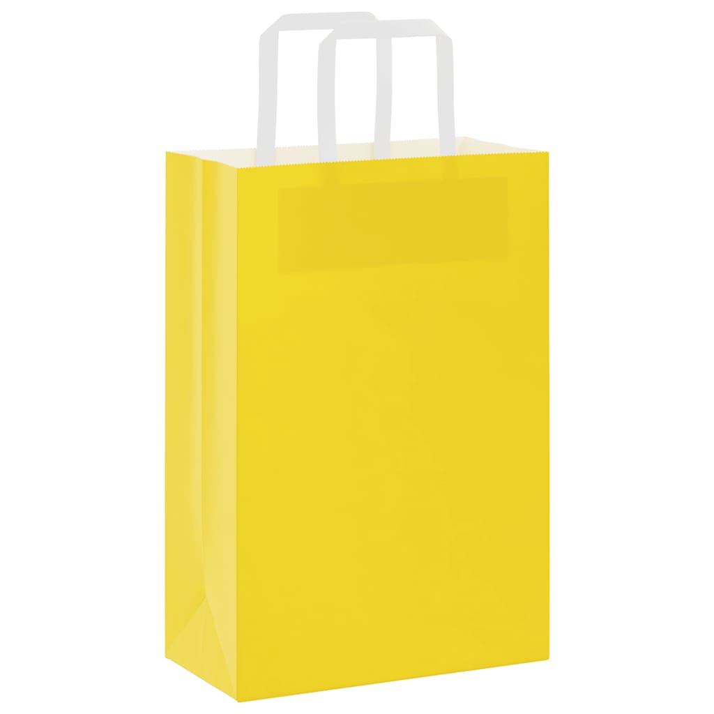 Paper Bags 250 pcs with Handles Yellow 21x11x31 cm