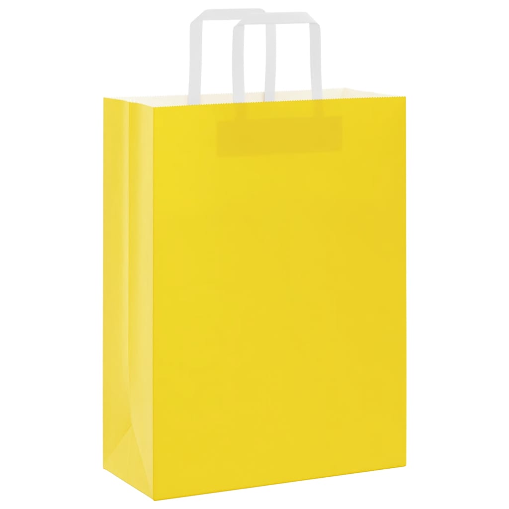 Paper Bags 250 pcs with Handles Yellow 26x12x35 cm