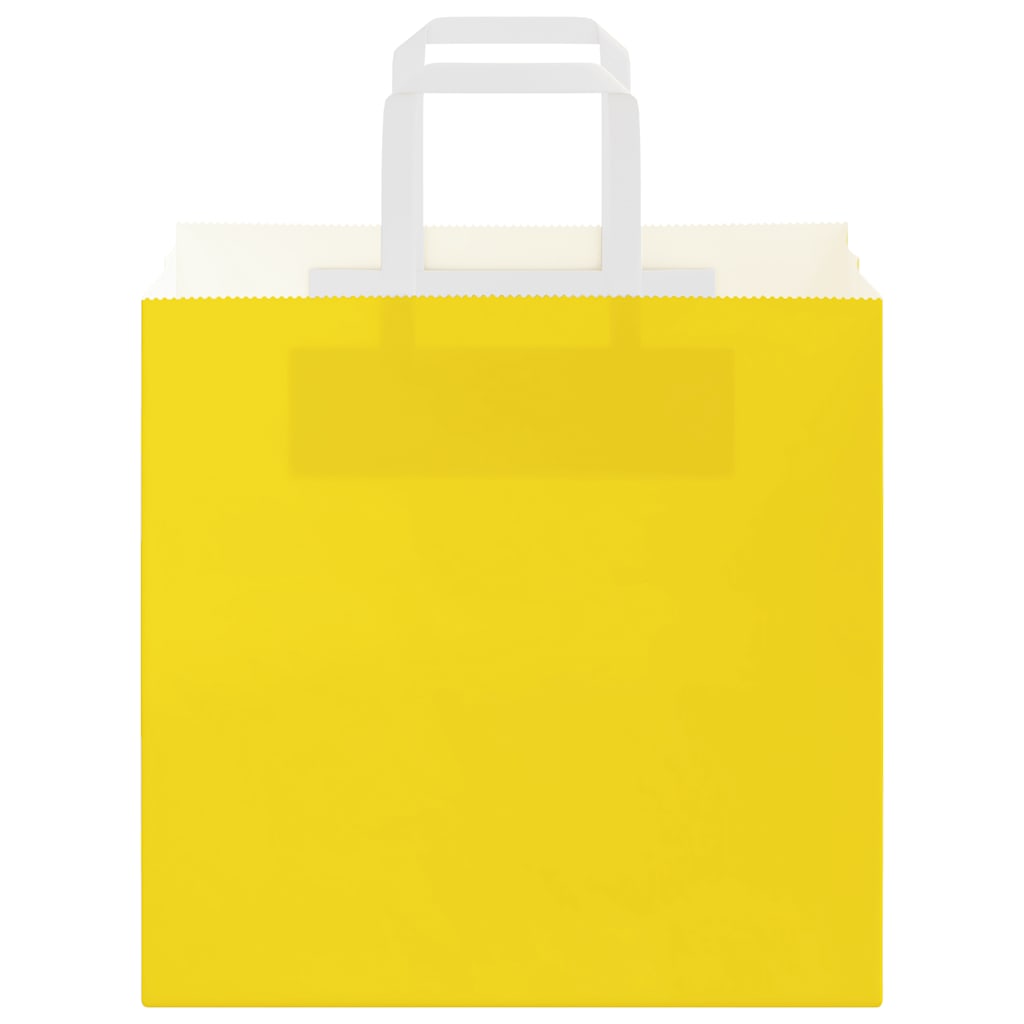 Paper Bags 250 pcs with Handles Yellow 26x17x25 cm