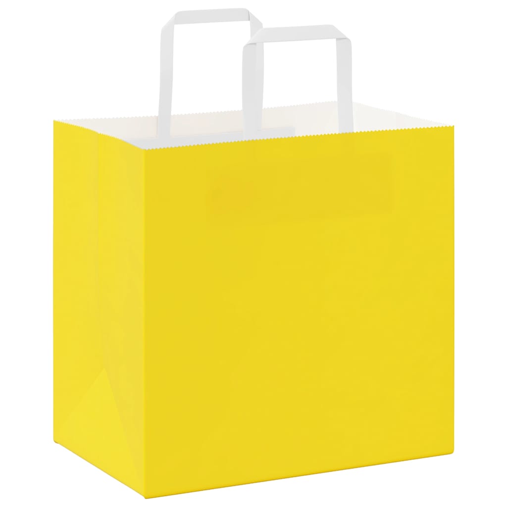 Paper Bags 250 pcs with Handles Yellow 26x17x25 cm