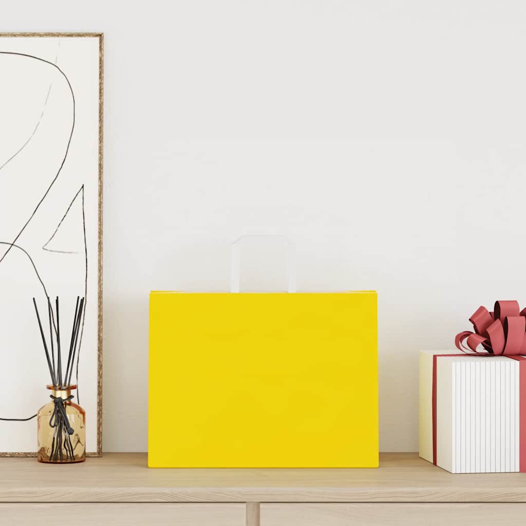 Paper Bags 250 pcs with Handles Yellow 32x17x25 cm