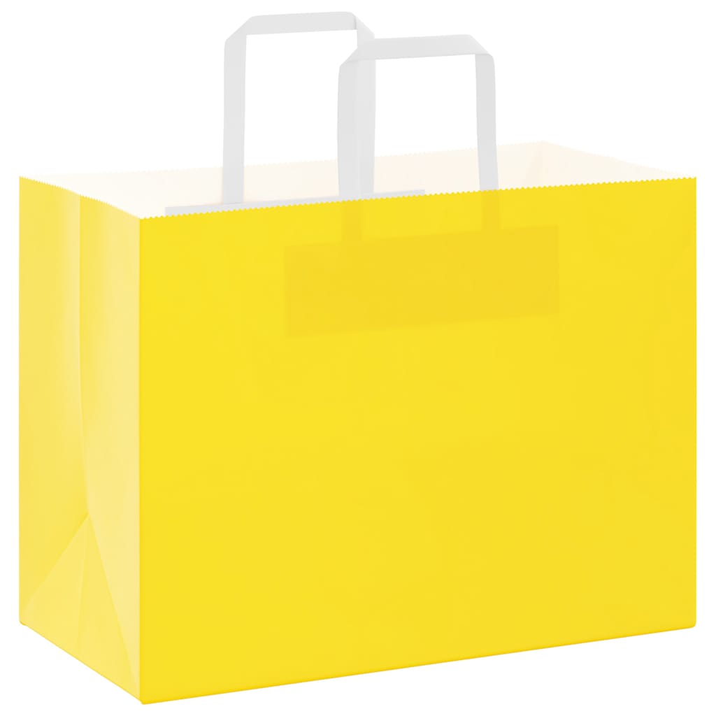 Paper Bags 250 pcs with Handles Yellow 32x17x25 cm
