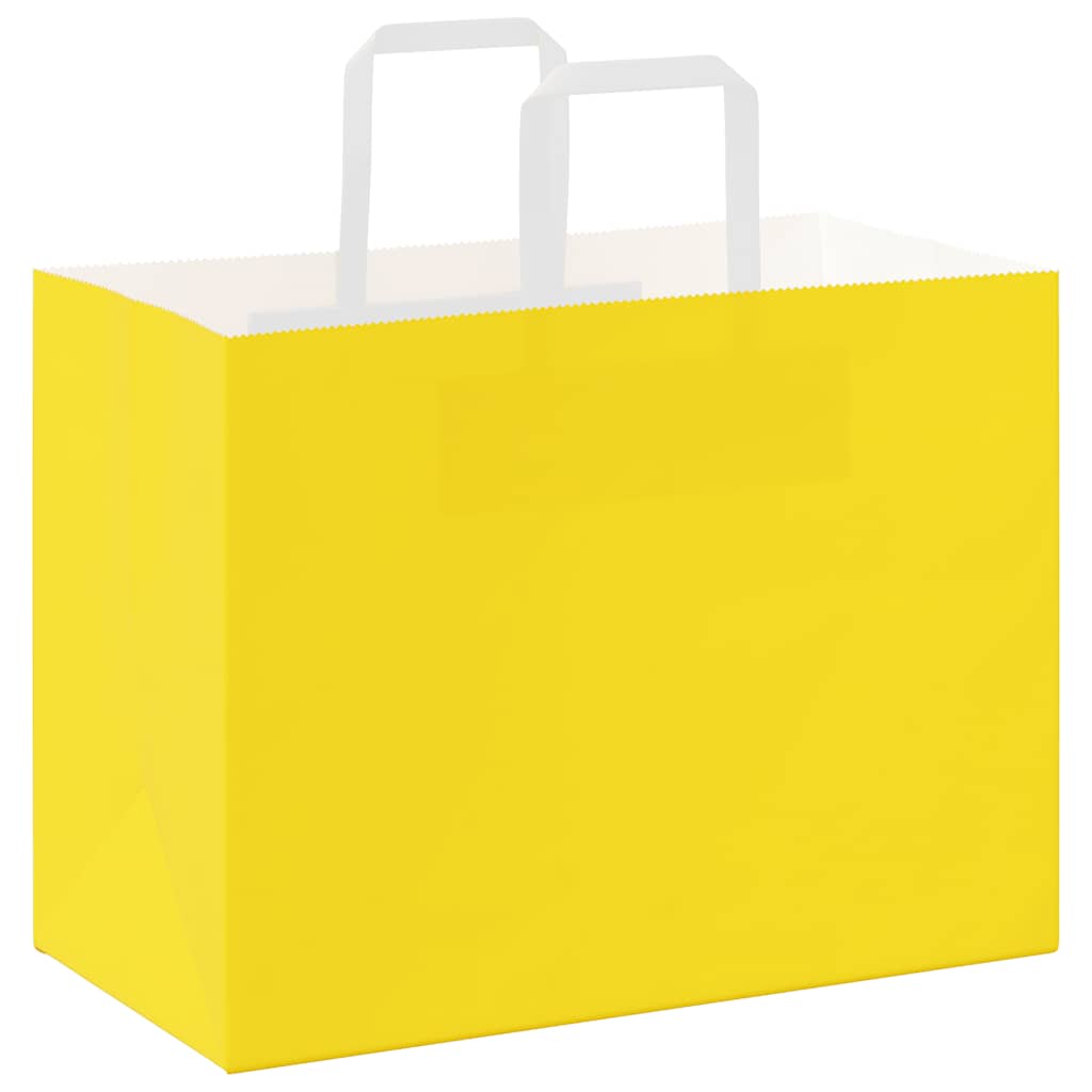 Paper Bags 250 pcs with Handles Yellow 32x17x25 cm
