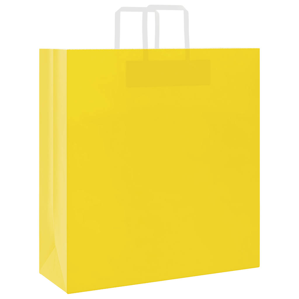 Paper Bags 250 pcs with Handles Yellow 45x17x48 cm