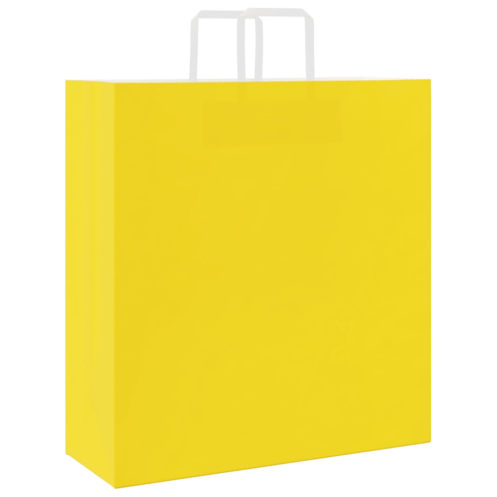 Paper Bags 250 pcs with Handles Yellow 45x17x48 cm