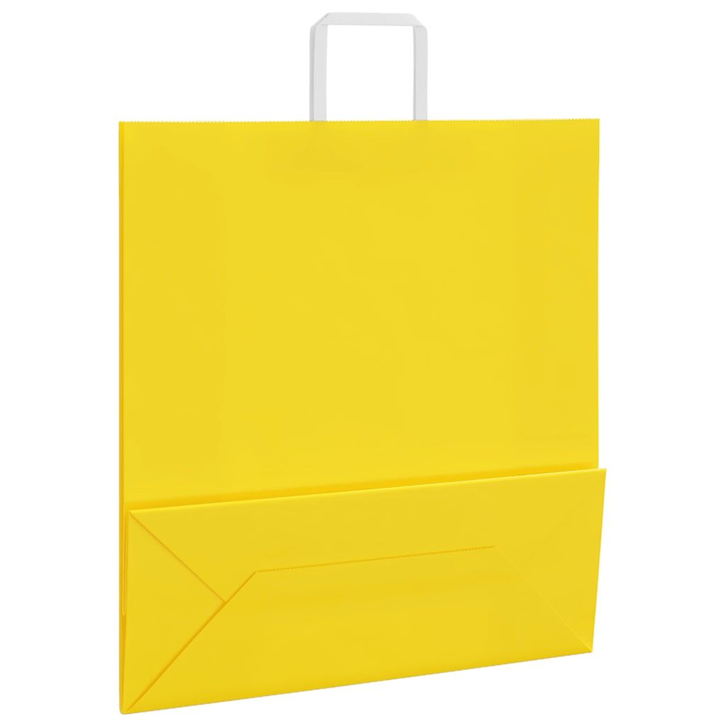 Paper Bags 250 pcs with Handles Yellow 45x17x48 cm
