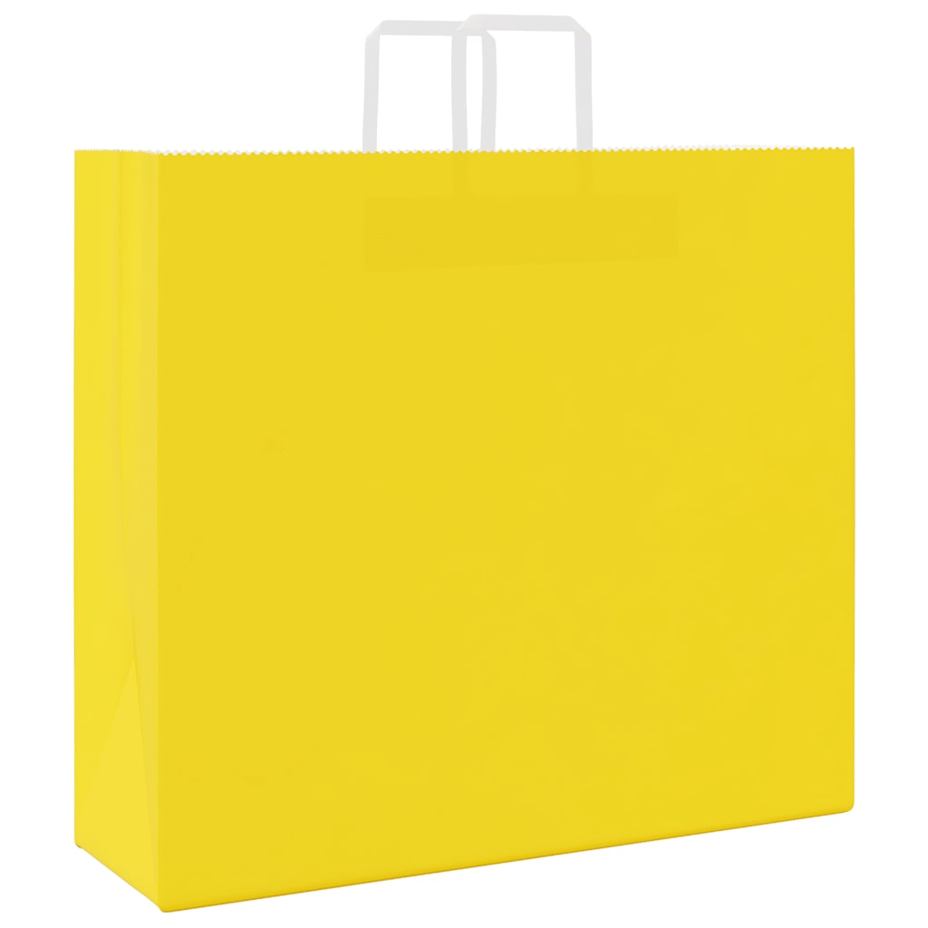 Paper Bags 250 pcs with Handles Yellow 54x15x49 cm