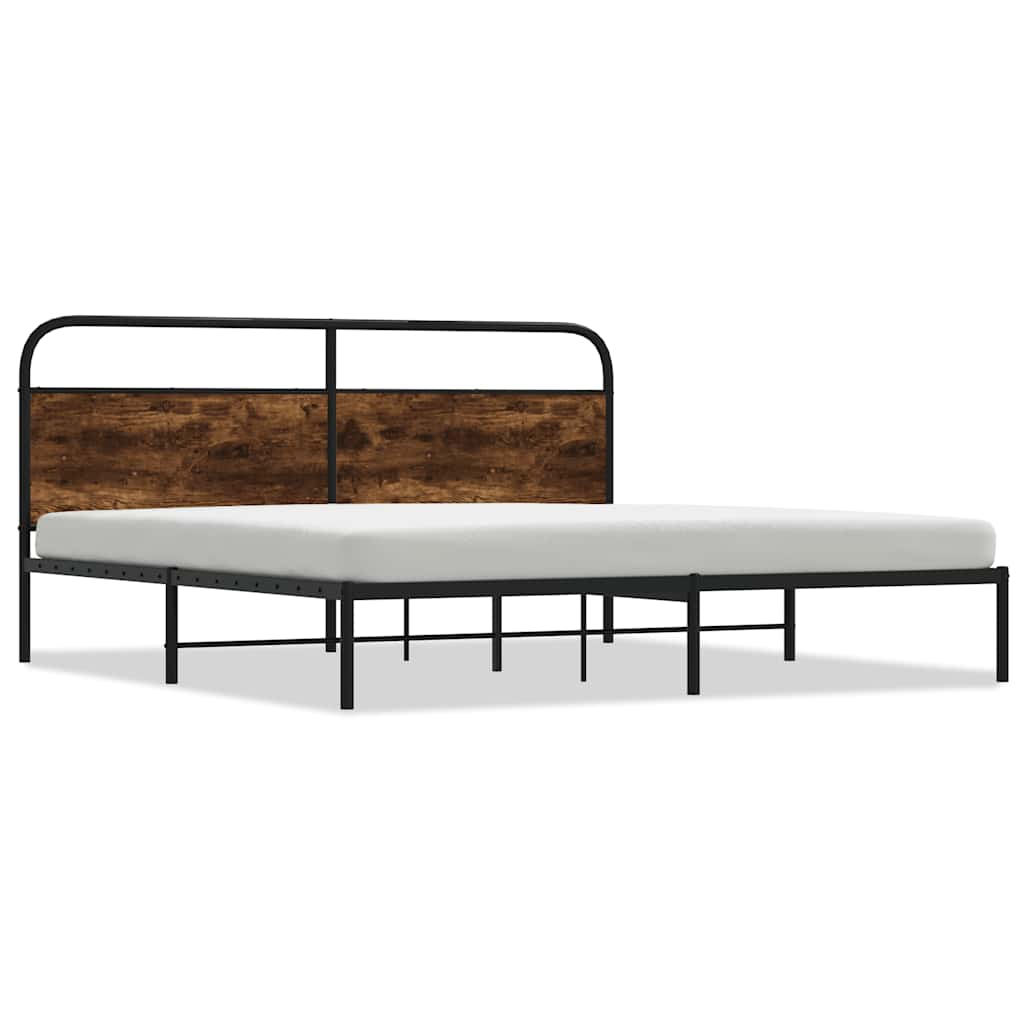 Metal Bed Frame without Mattress Smoked Oak 193x203 cm