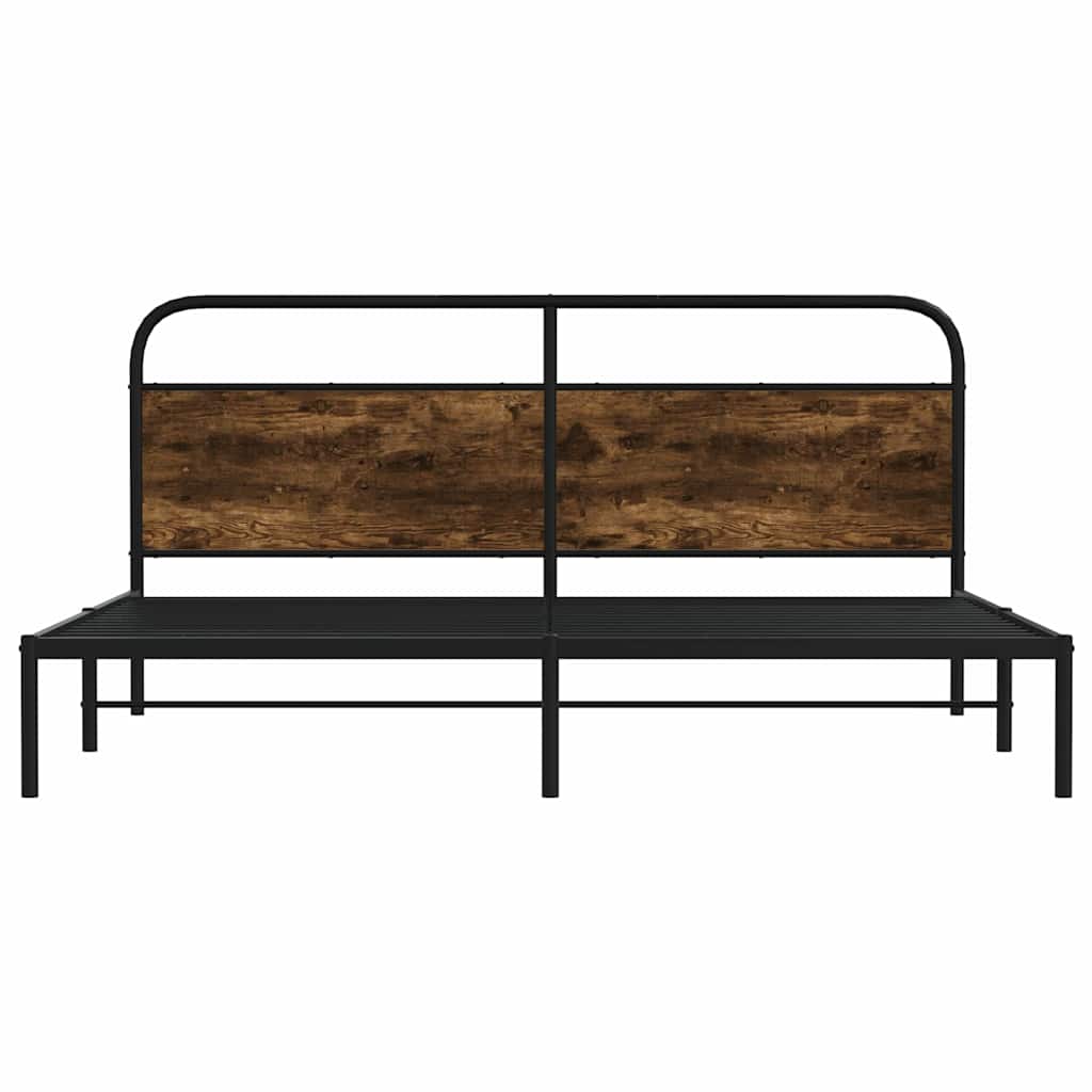 Metal Bed Frame without Mattress Smoked Oak 193x203 cm