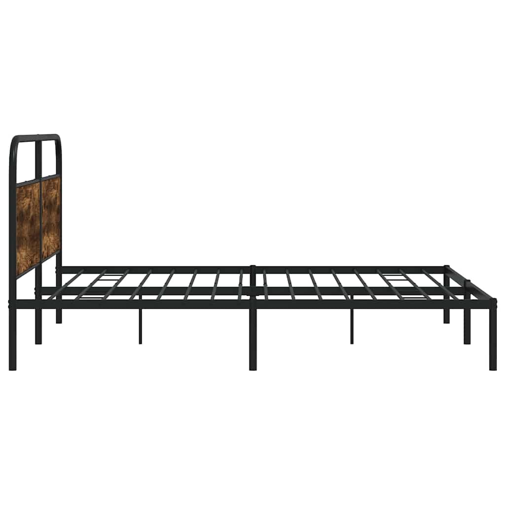 Metal Bed Frame without Mattress Smoked Oak 193x203 cm
