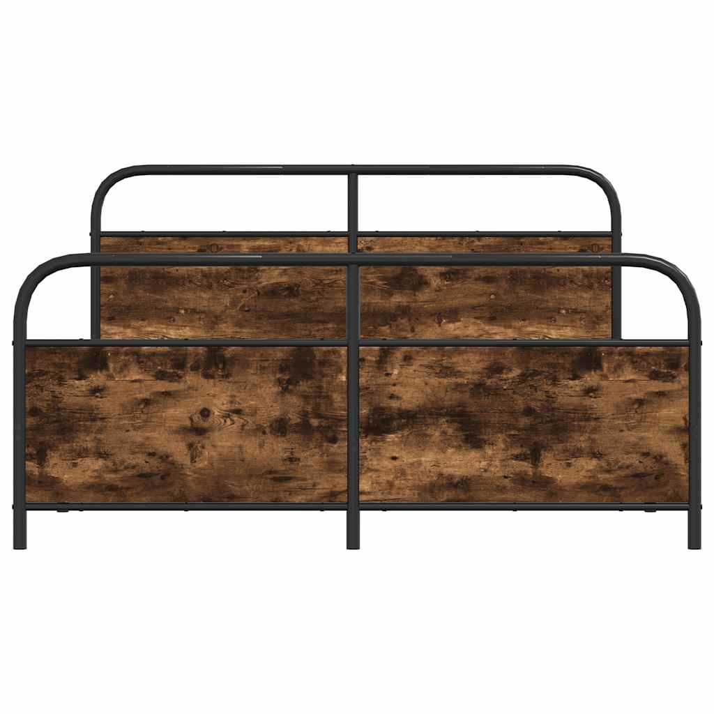 Metal Bed Frame without Mattress Smoked Oak 160x200 cm