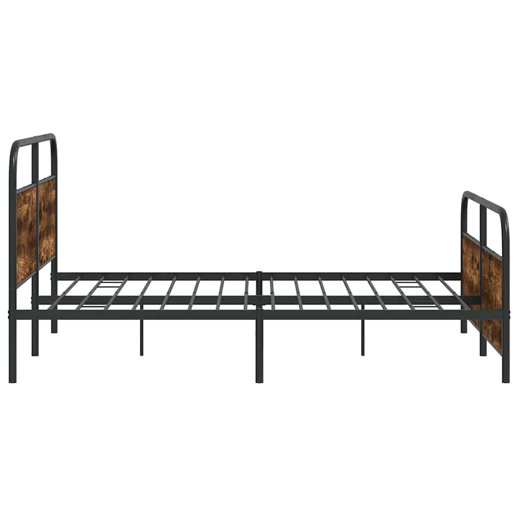 Metal Bed Frame without Mattress Smoked Oak 160x200 cm