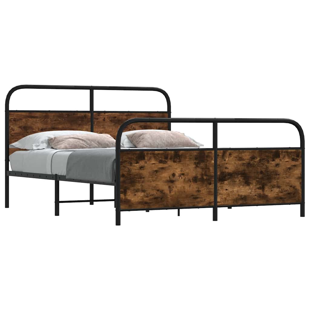 Metal Bed Frame without Mattress Smoked Oak 160x200 cm