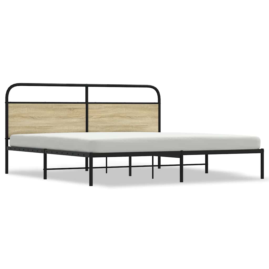 Metal Bed Frame without Mattress Sonoma Oak 193x203 cm