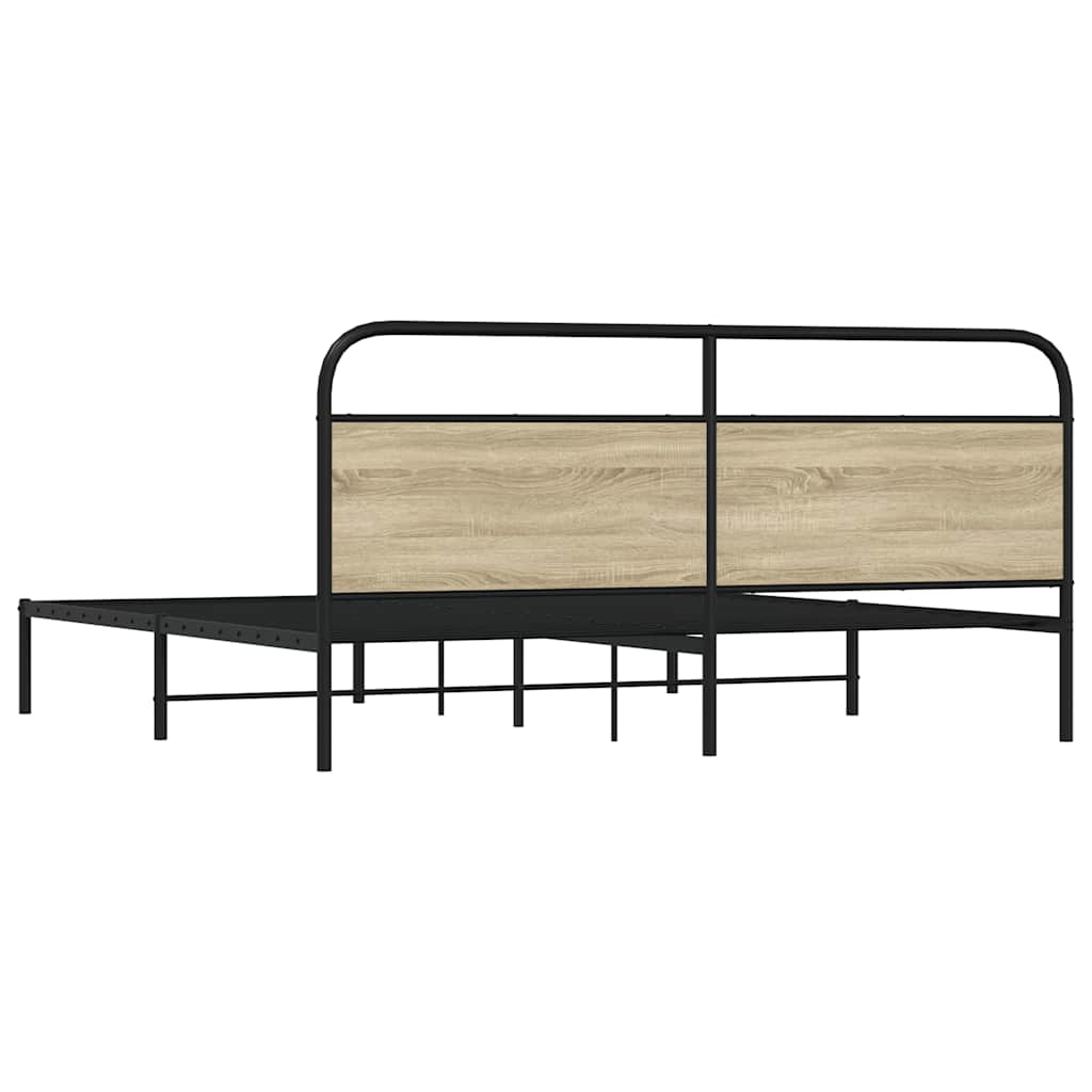 Metal Bed Frame without Mattress Sonoma Oak 193x203 cm