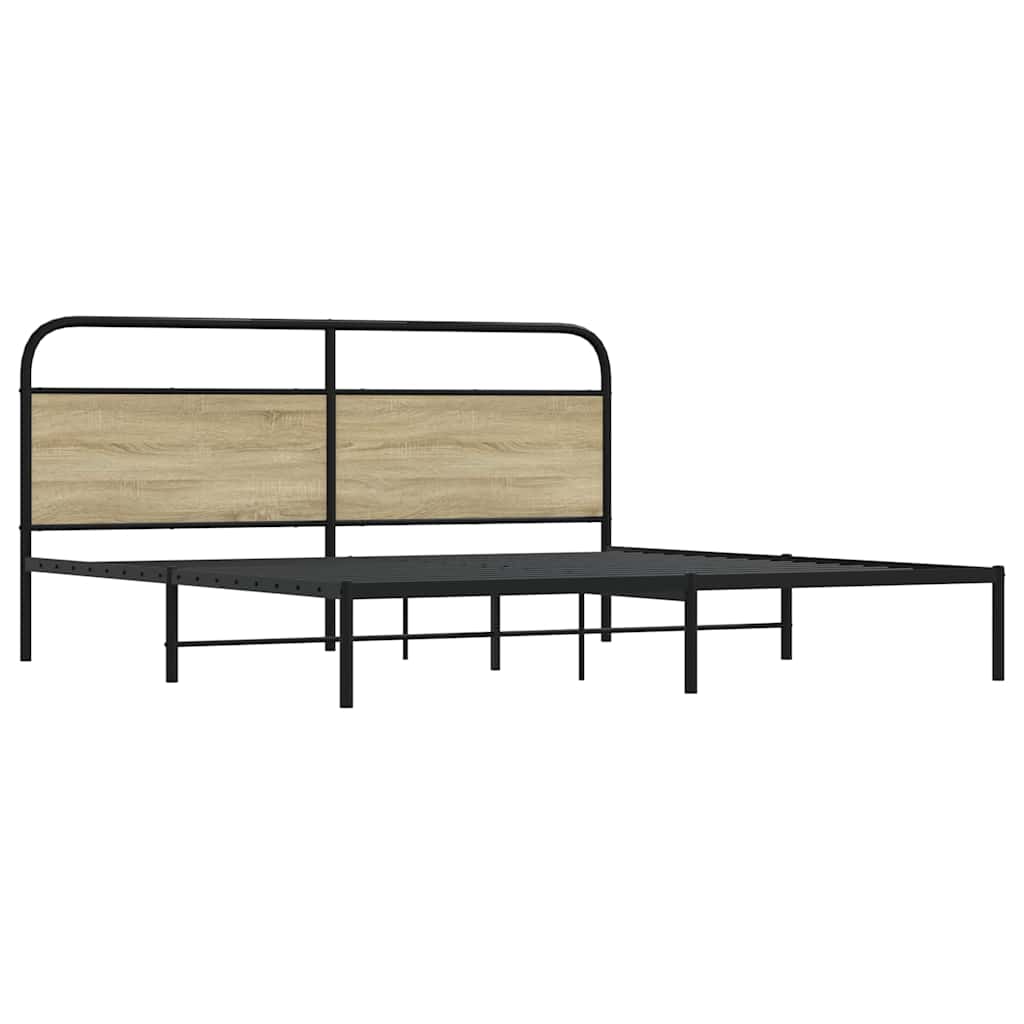 Metal Bed Frame without Mattress Sonoma Oak 200x200 cm