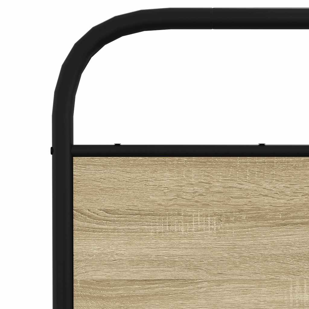 Metal Bed Frame without Mattress Sonoma Oak 137x190 cm