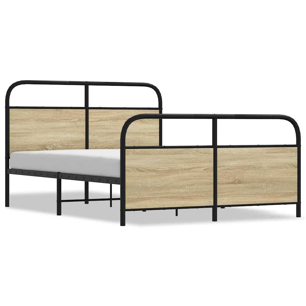 Metal Bed Frame without Mattress Sonoma Oak 140x190 cm