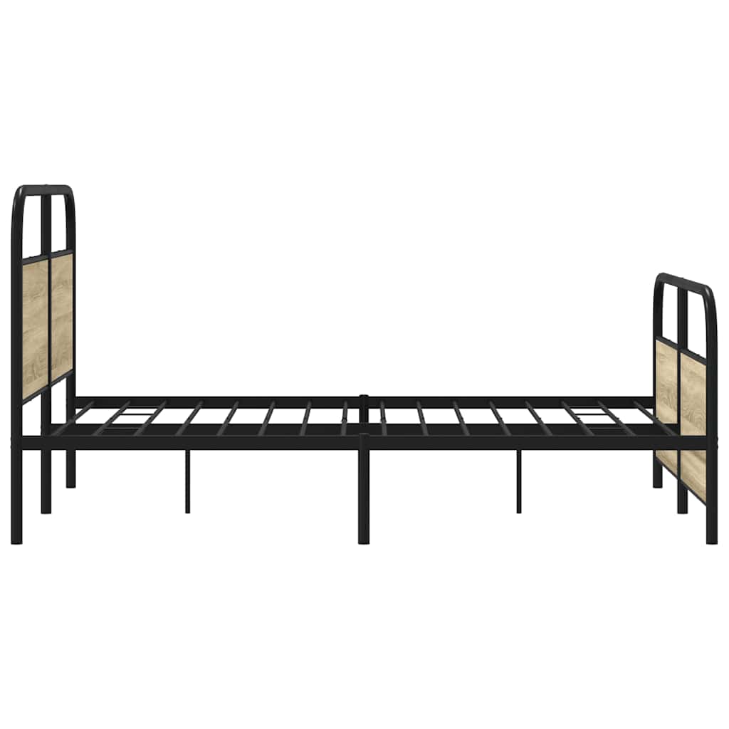 Metal Bed Frame without Mattress Sonoma Oak 140x190 cm