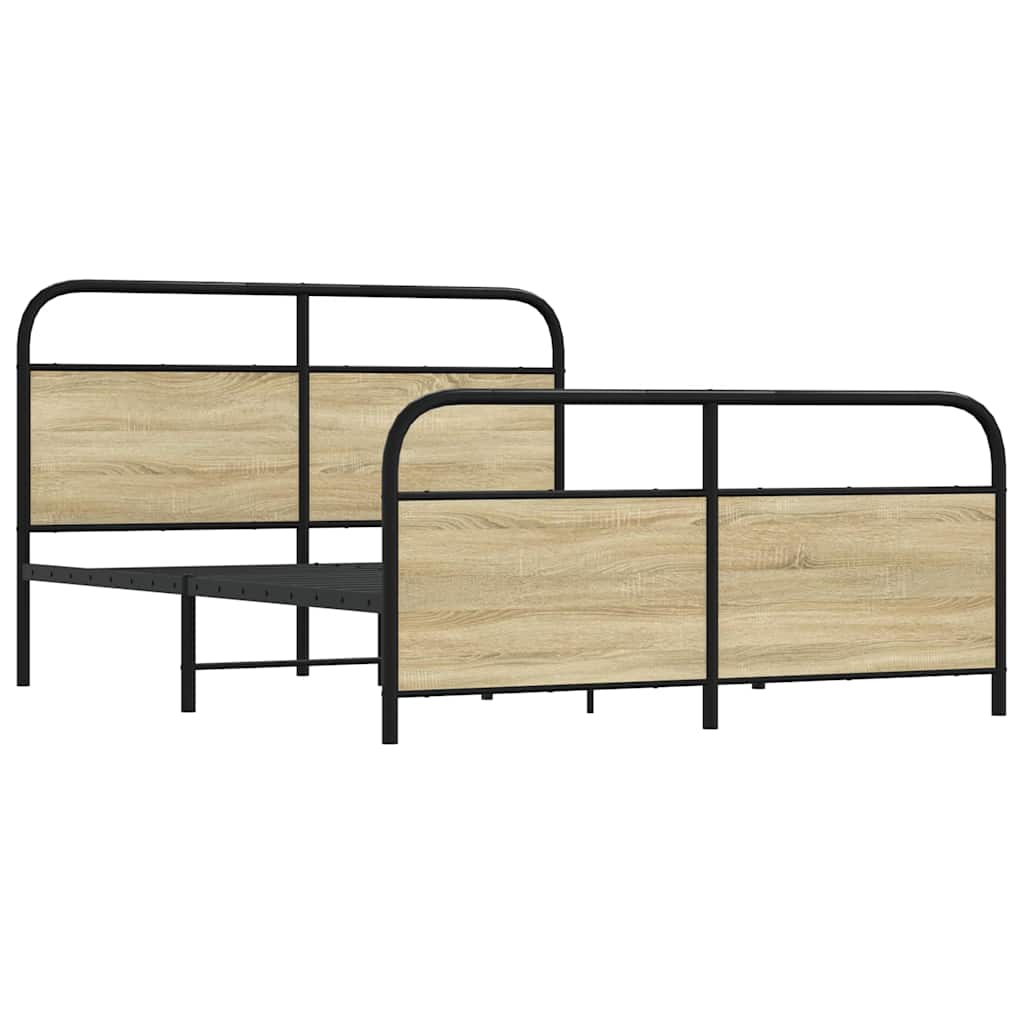 Metal Bed Frame without Mattress Sonoma Oak 160x200 cm